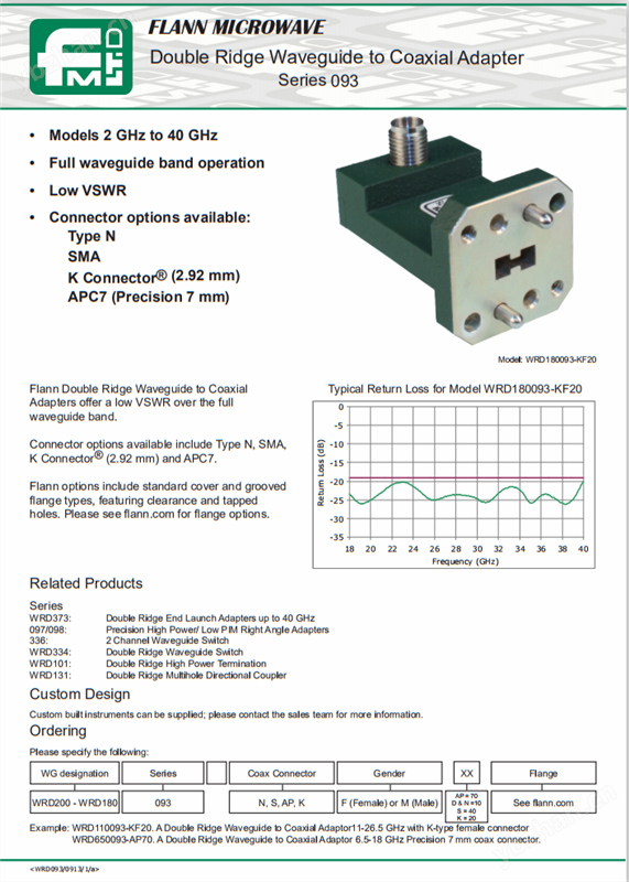 093WRD系列--英国FLANN双脊波导同轴适配器