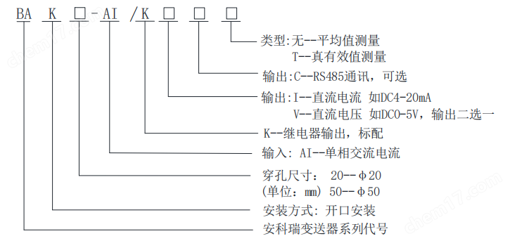 安科瑞B(yǎng)A水泥廠開口式交流電流變送器